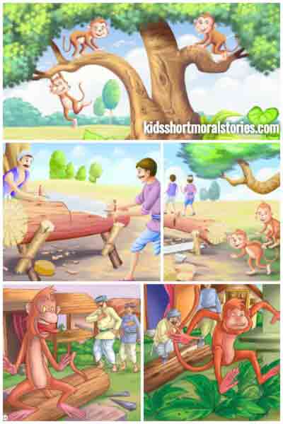 The Carpenter and the Monkey Story With Moral | Panchatantra Short Stories  For Kids