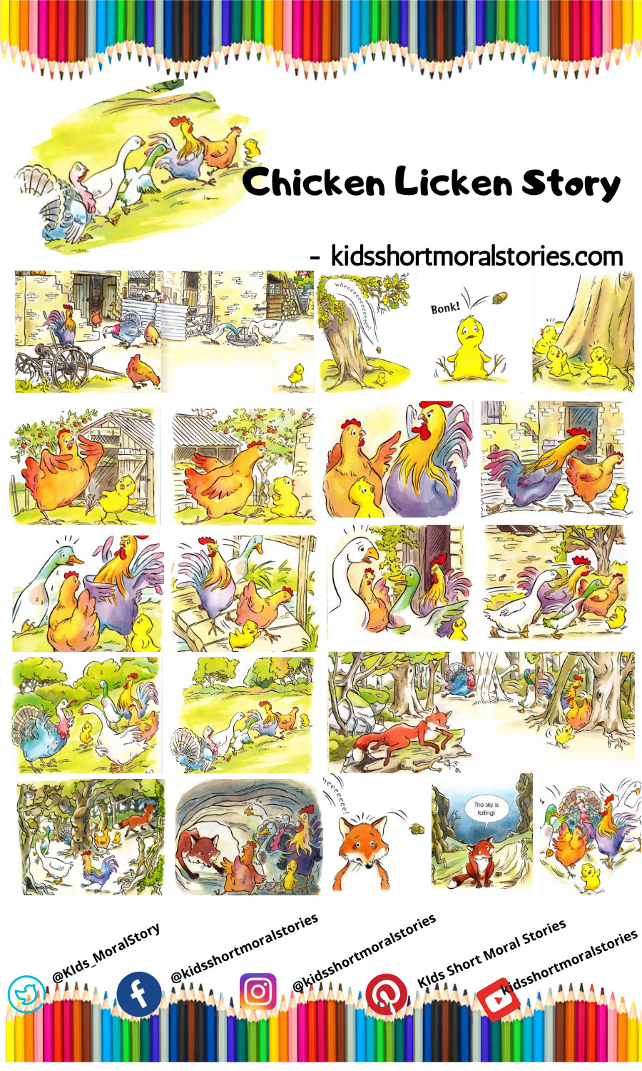 Chicken Licken Story | Short Animal Stories For Kids