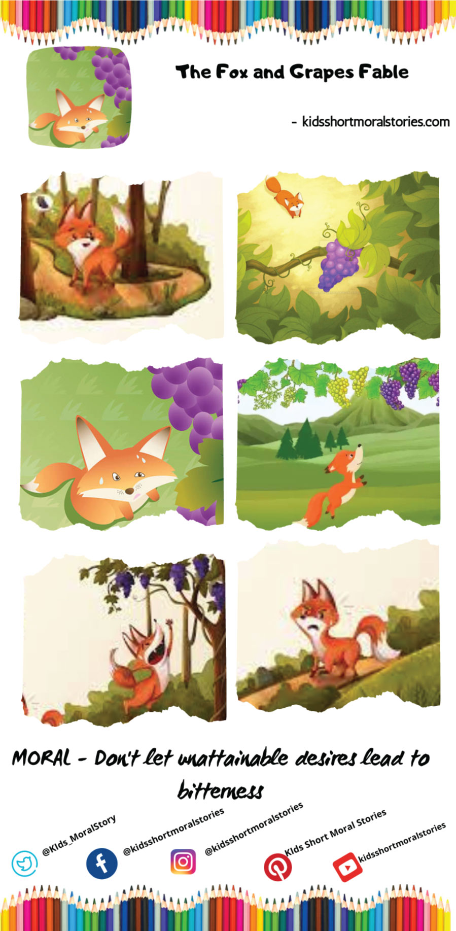 Fox and Grapes Fable Illustration